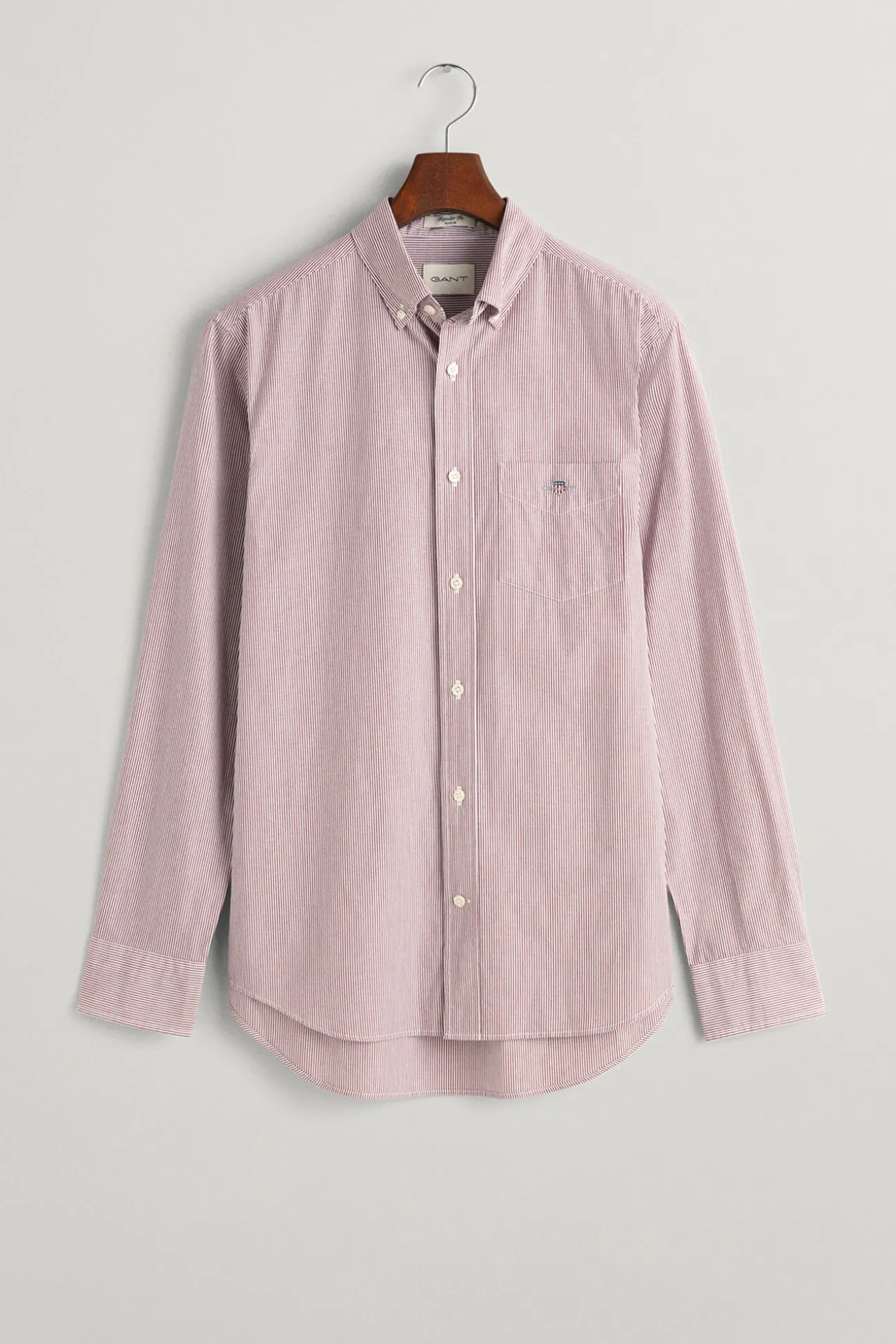 Camisa de popelina às riscas largas de corte regular
