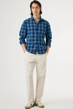 Camisa de Popelina xadrez de corte regular