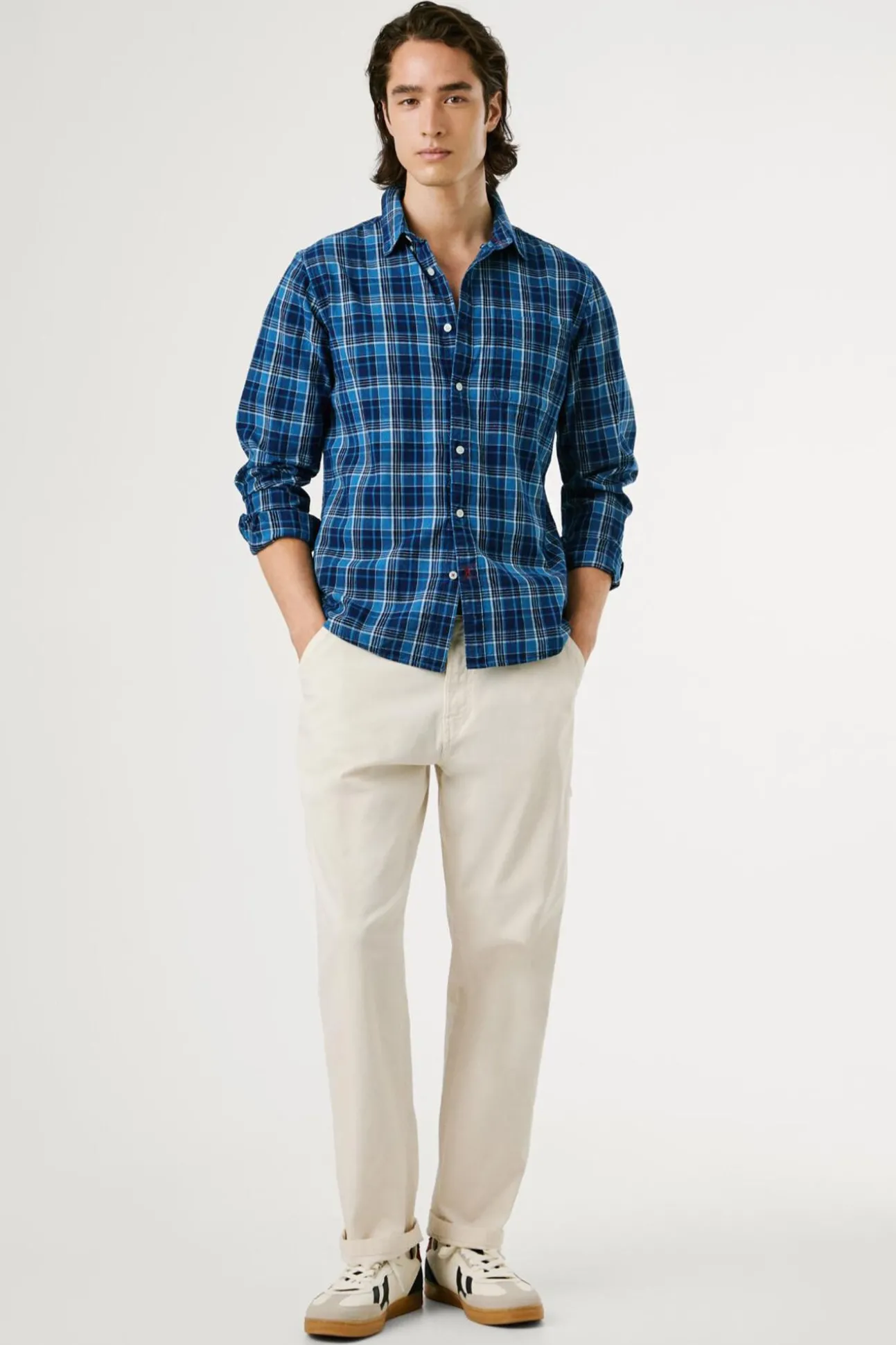Camisa de Popelina xadrez de corte regular