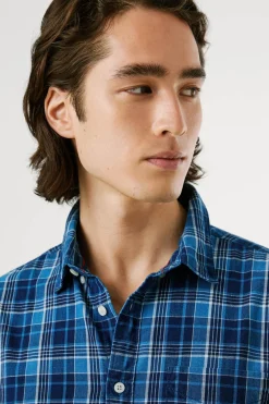 Camisa de Popelina xadrez de corte regular