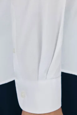 Camisa de sarja lisa, fácil de passar + anti-odor, corte slim