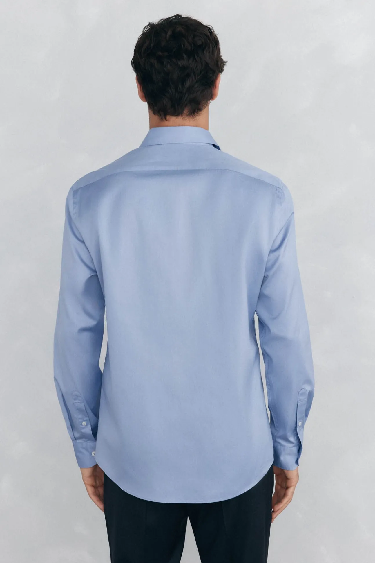 Camisa de sarja lisa, fácil de passar + anti-odor, corte slim