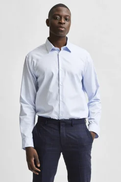 Camisa de vestir de manga comprida 100% algodão regular fit