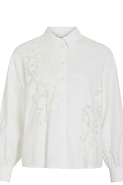 Camisa de viscose e algodão com renda