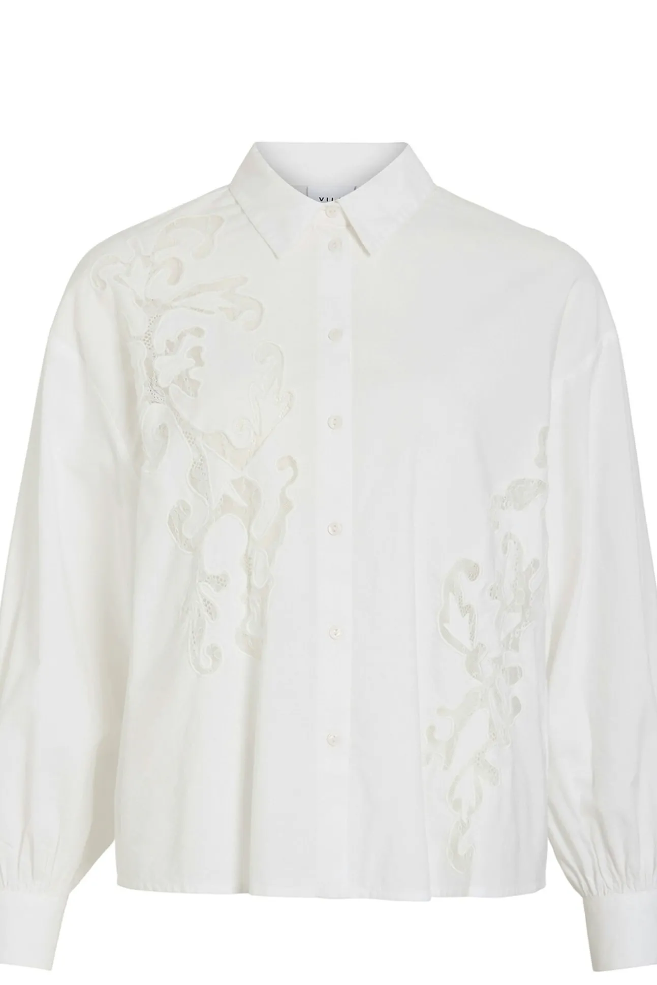 Camisa de viscose e algodão com renda