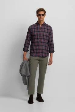 Camisa esportiva xadrez tartan bicolor