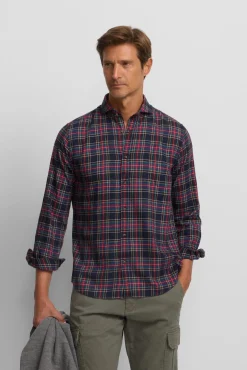 Camisa esportiva xadrez tartan bicolor