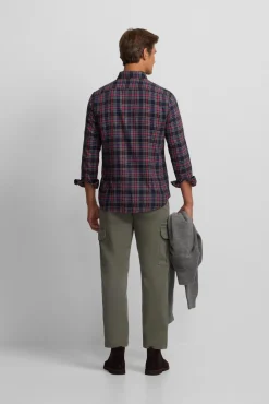 Camisa esportiva xadrez tartan bicolor