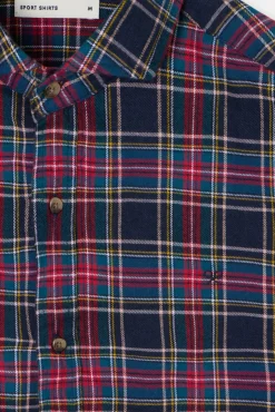 Camisa esportiva xadrez tartan bicolor