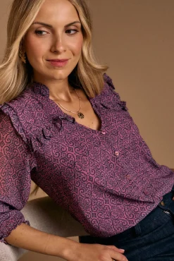 Camisa estampada Idalia com babados