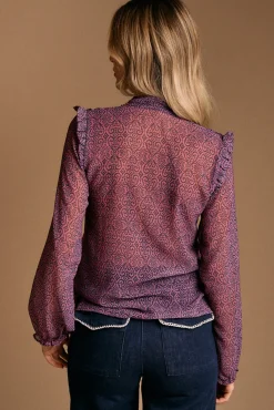 Camisa estampada Idalia com babados