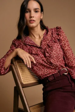 Camisa estampado Lidia com babados