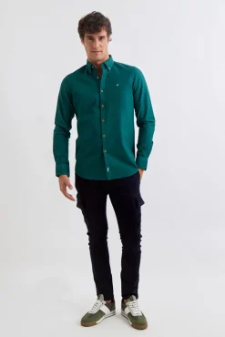 Camisa estruturada tingida em tecido