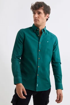 Camisa estruturada tingida em tecido
