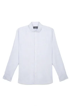Camisa formal riscas corte slim fácil de engomar