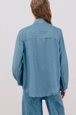 Camisa jeans com laço