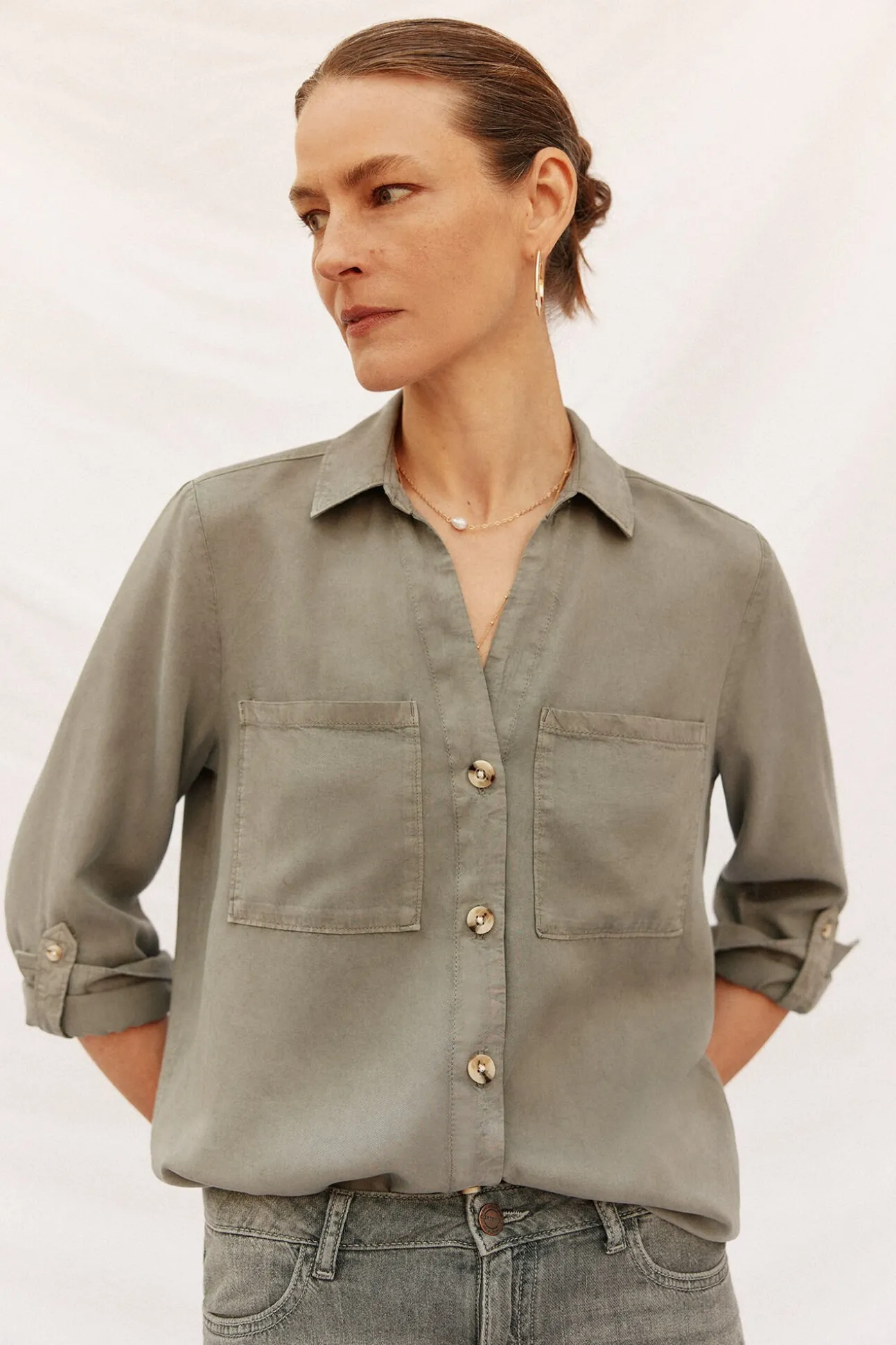 camisa jeans tencel