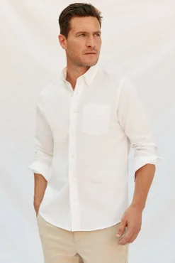 Camisa linho algodão liso