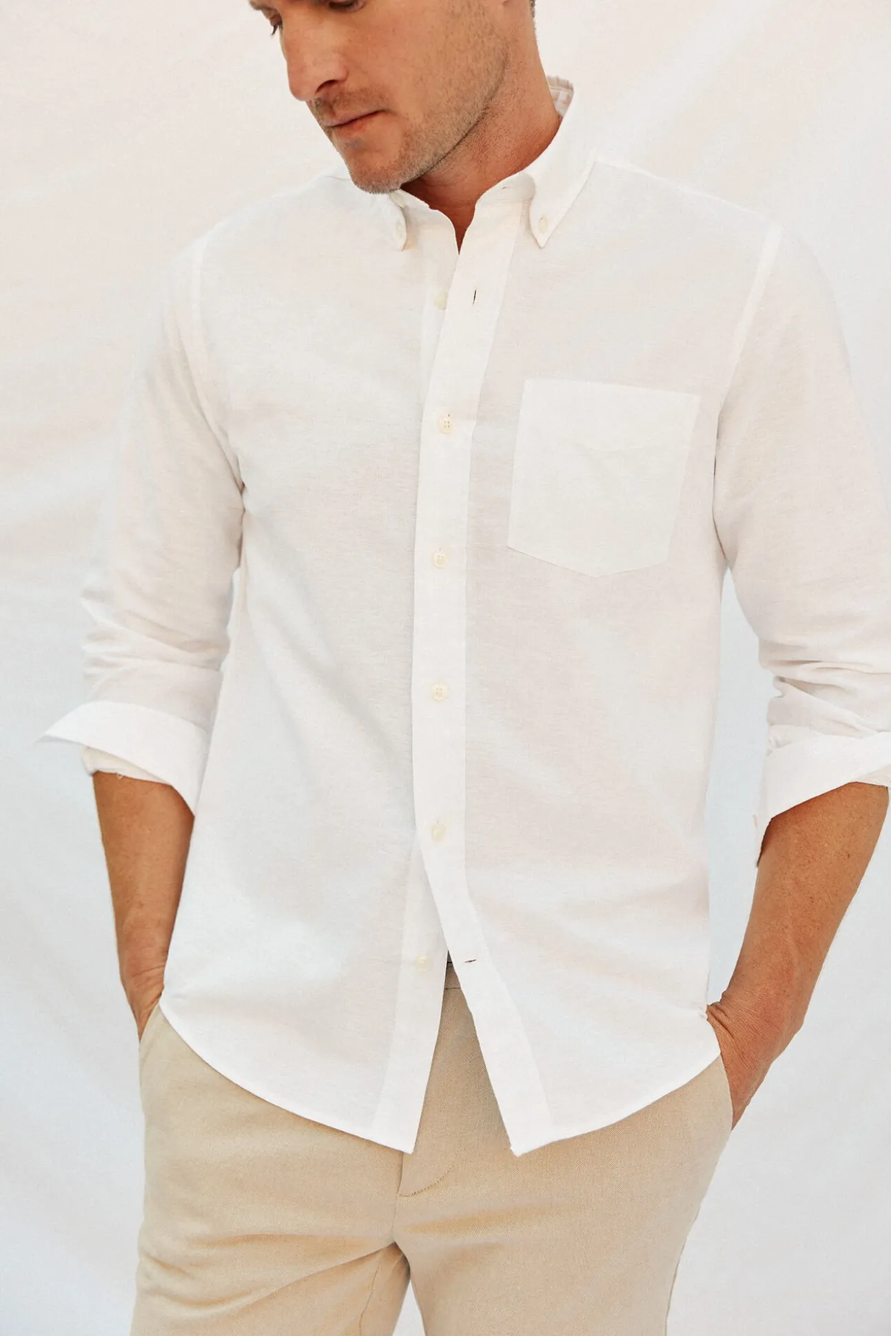 Camisa linho algodão liso