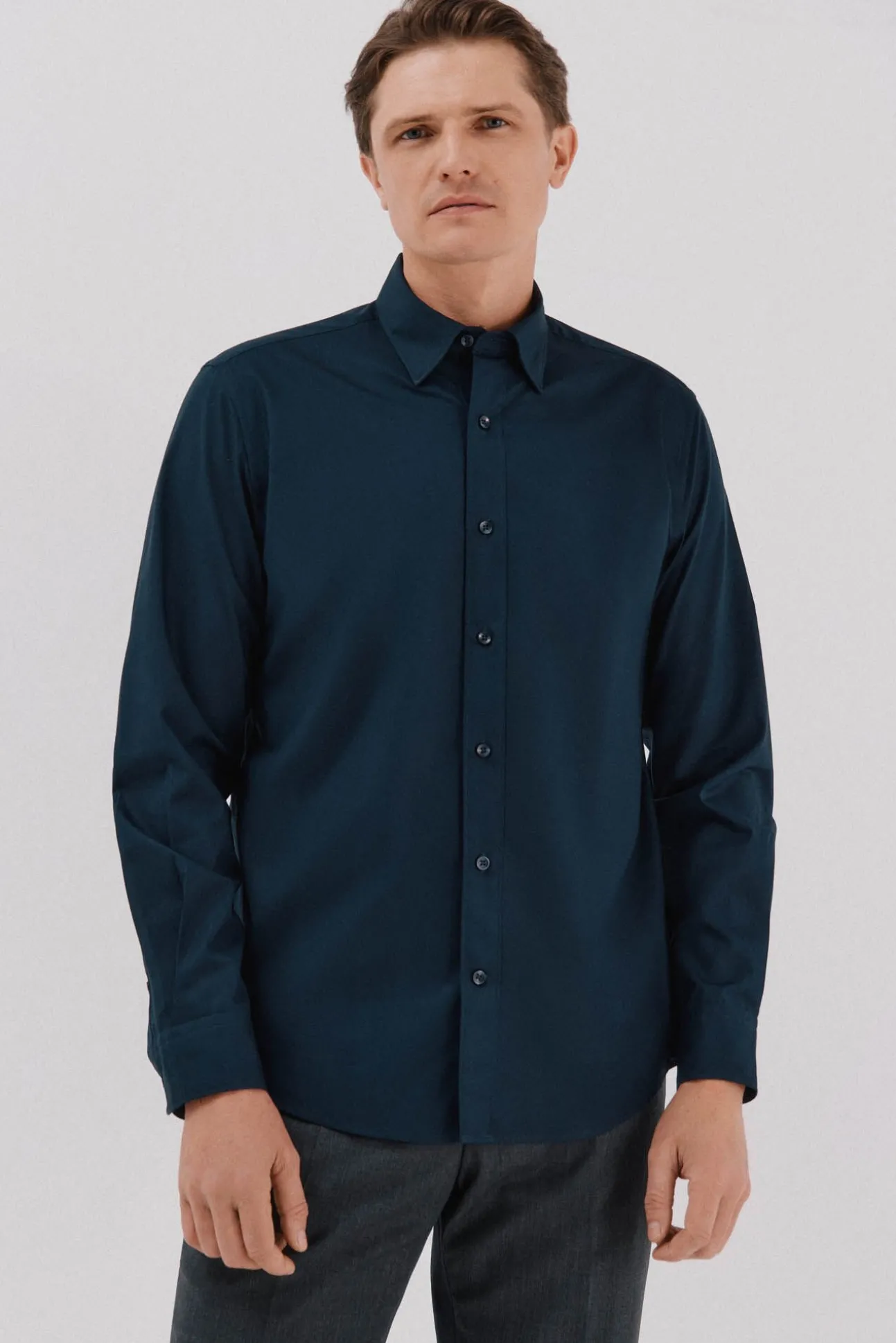 Camisa lisa de algodão tencel