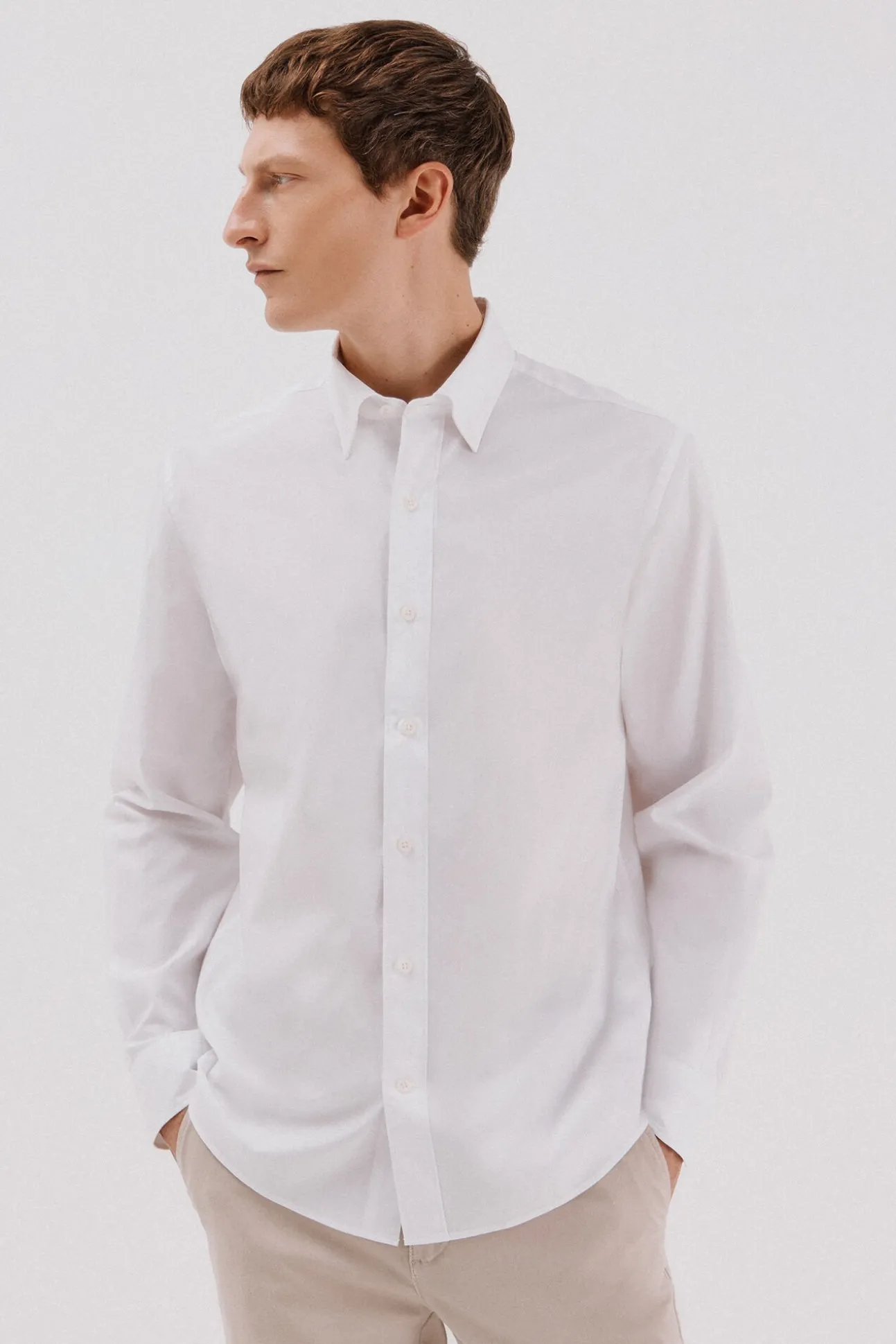 Camisa lisa de algodão tencel