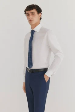 Camisa lisa sem ferro + abotoaduras resistentes a manchas