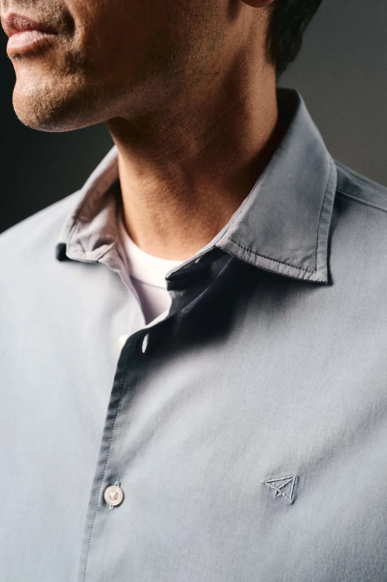 Camisa liso de algodão tencel sarja