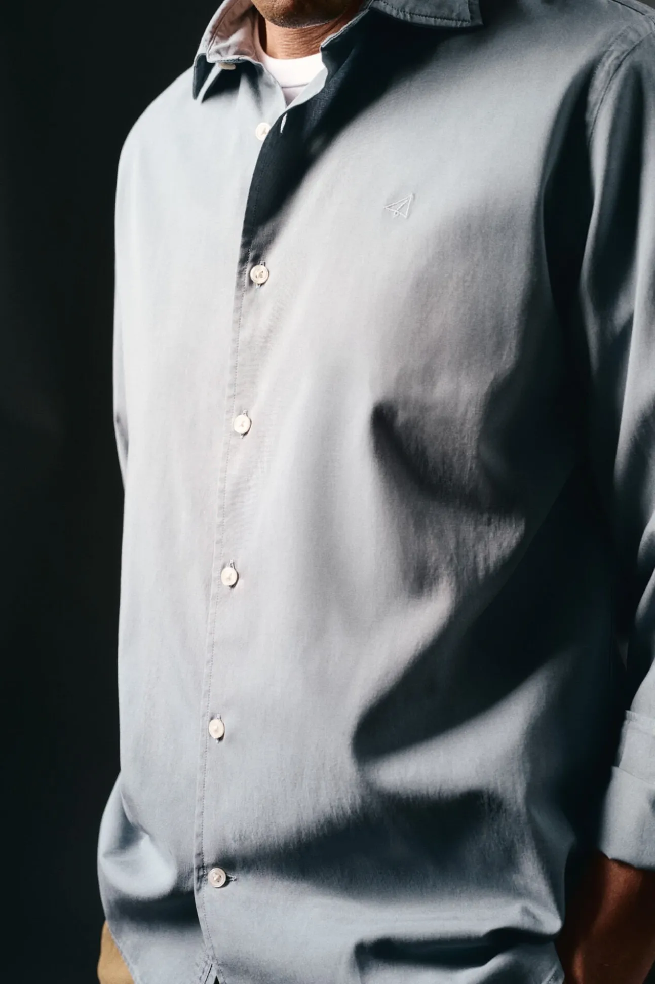 Camisa liso de algodão tencel sarja
