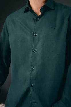 Camisa liso de algodão tencel sarja