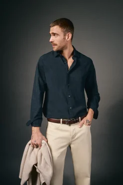 Camisa liso de algodão tencel sarja