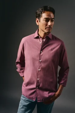 Camisa liso de algodão tencel sarja