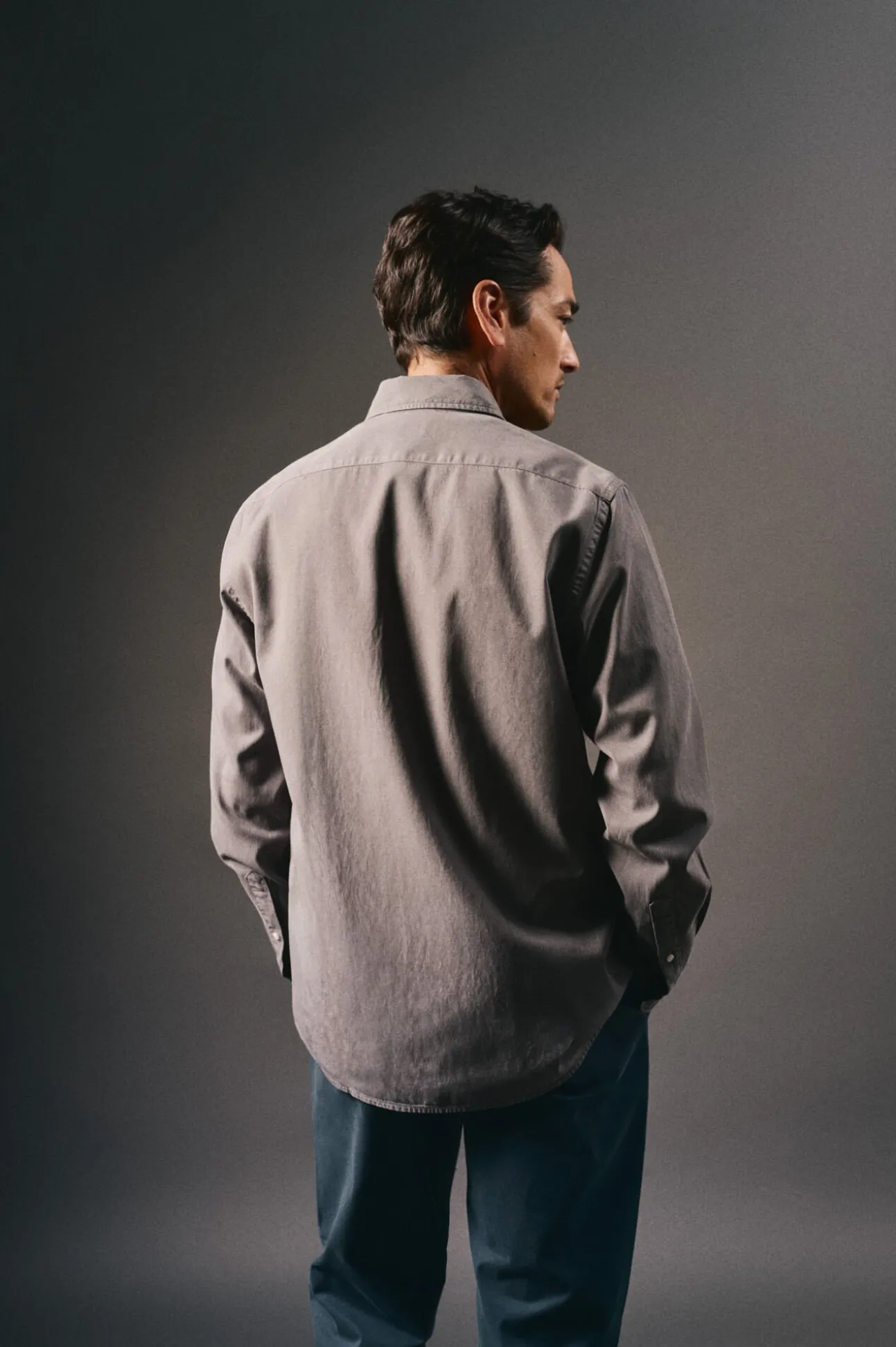 Camisa liso de algodão tencel sarja