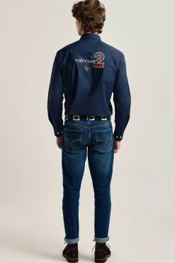Camisa masculina modelo cavalo azul marinho Valecuatro
