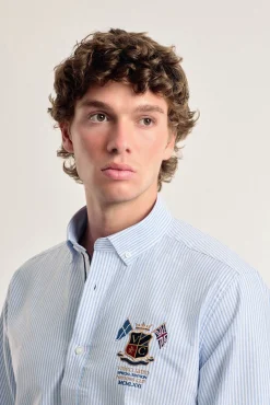 Camisa masculina Valecuatro bandeiras azuis claras modelo