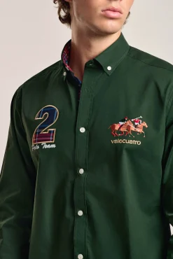 Camisa masculina verde Valecuatro modelo cavalo