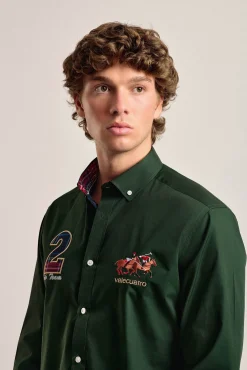 Camisa masculina verde Valecuatro modelo cavalo