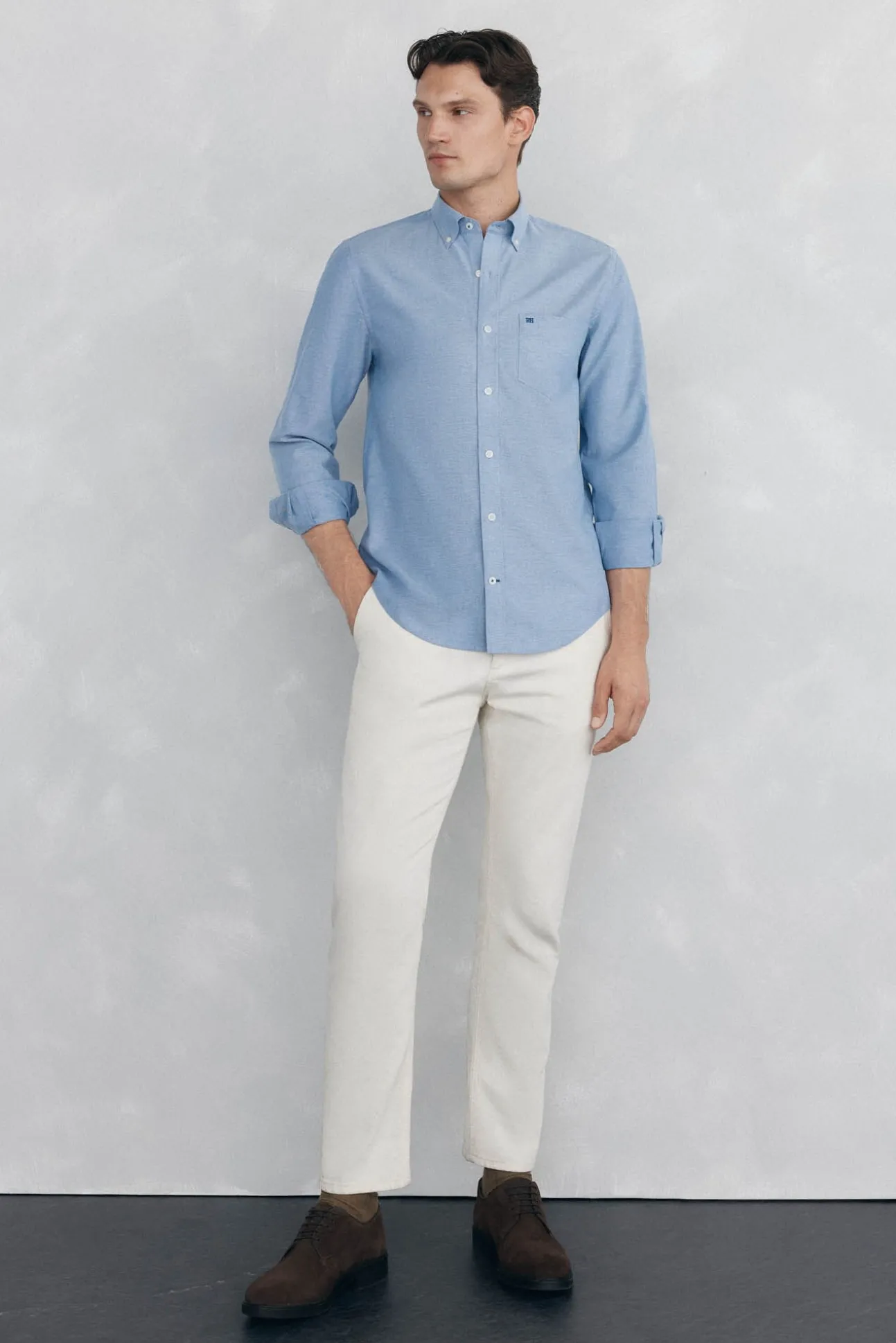 Camisa non-iron oxford liso