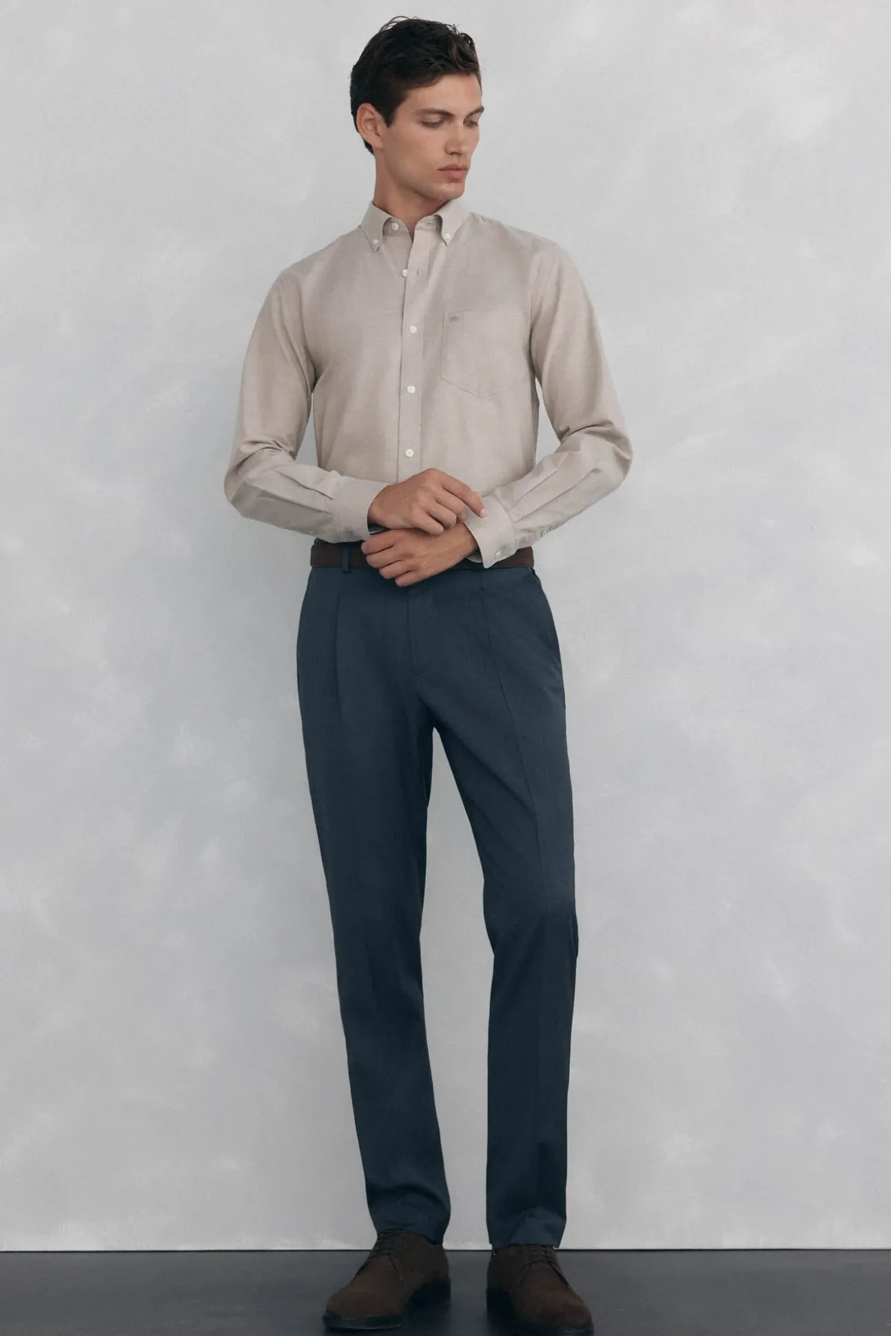 Camisa non-iron oxford liso