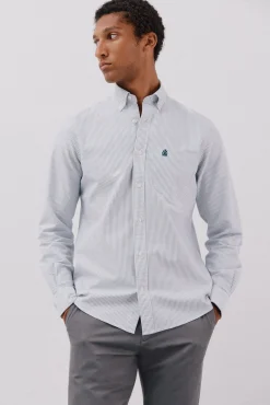 Camisa oxford listrada com vela