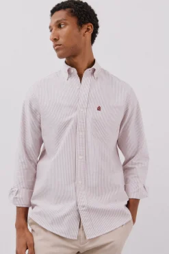 Camisa oxford listrada com vela
