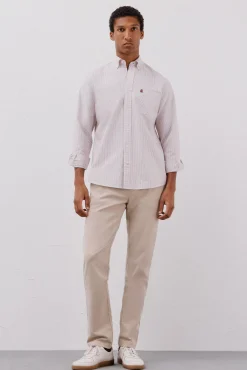 Camisa oxford listrada com vela