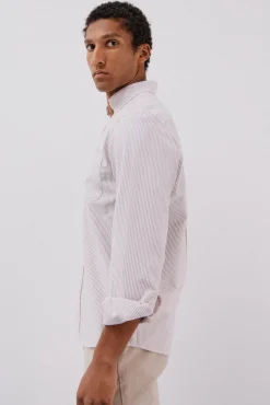 Camisa oxford listrada com vela