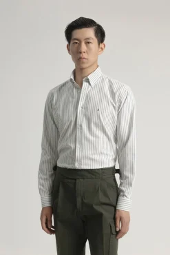 Camisa oxford listrada de algodão slim