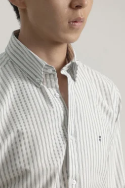 Camisa oxford listrada de algodão slim