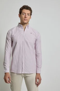 Camisa Oxford riscas com logótipo