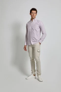 Camisa Oxford riscas com logótipo