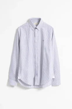 Camisa oxford riscas de algodão slim