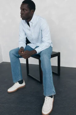 Camisa Oxford Riscas Escovada