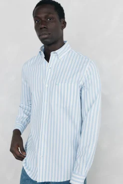 Camisa Oxford Riscas Escovada