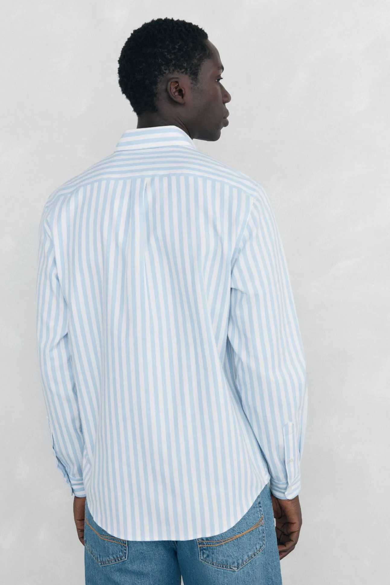 Camisa Oxford Riscas Escovada